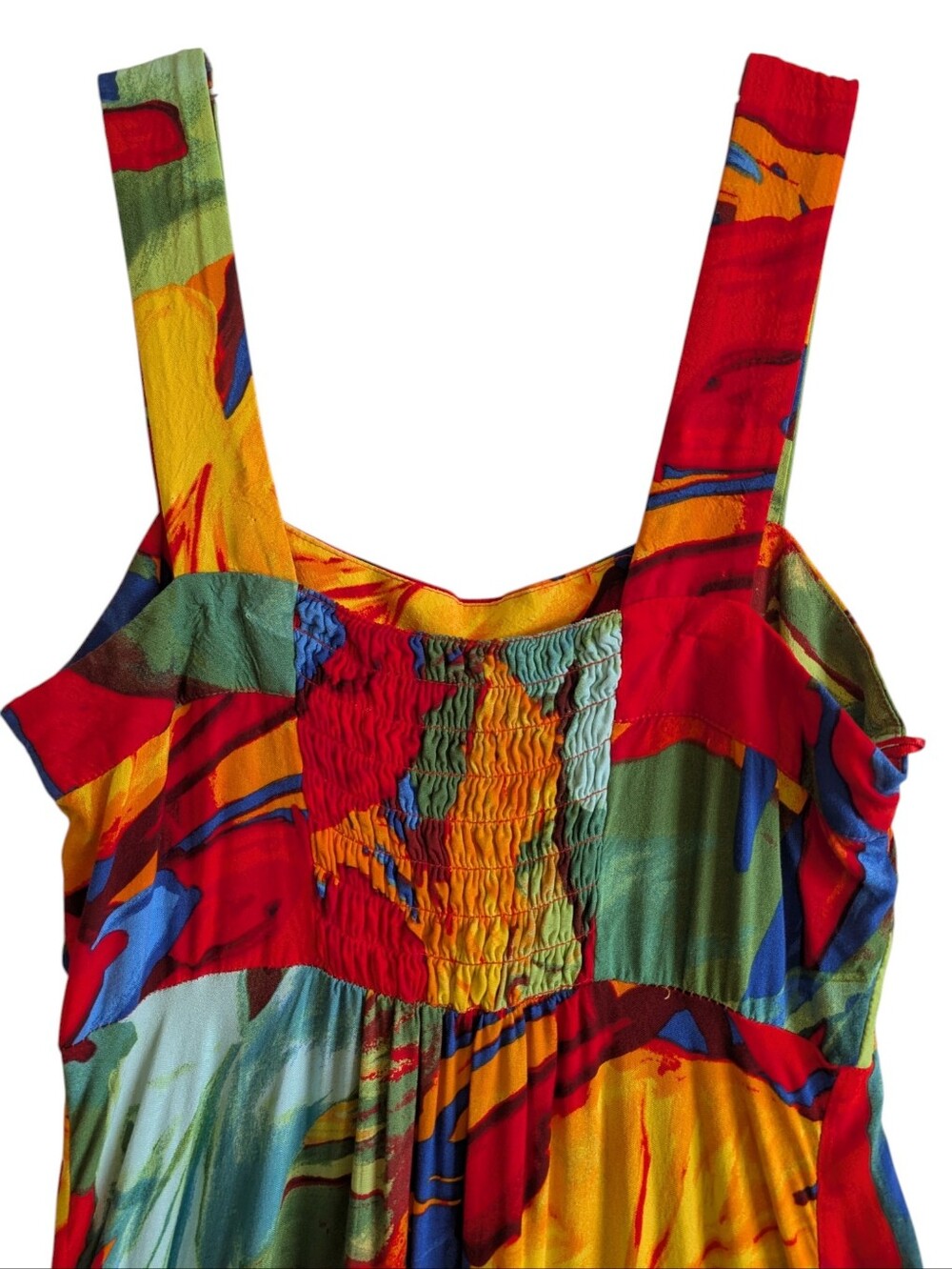 MSK Maxi Dress Sundress Colorful Artsy Watercolor Vibrant Vacation Sz M - Picture 4 of 5